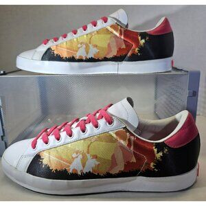 Vintage Adidas Men's Pink/White/Black Rod Laver Graphic Print Sneakers Size 8.5